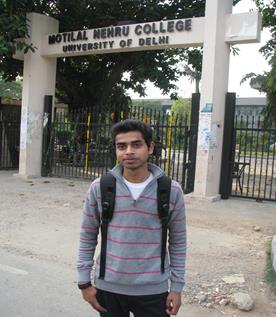 Jasbeer in front of his college