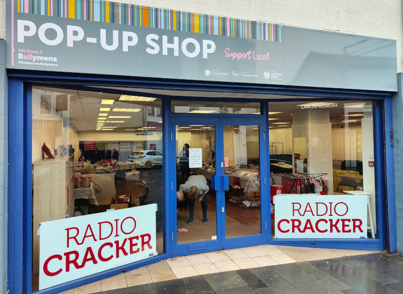 Front of Radio Cracker shop in Fairhill Centre, Ballymena